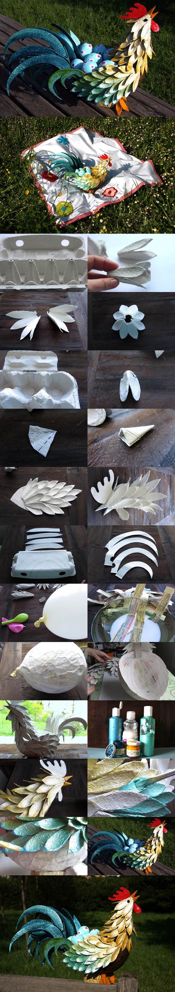 Egg Carton Craft - Easter Rooster 2