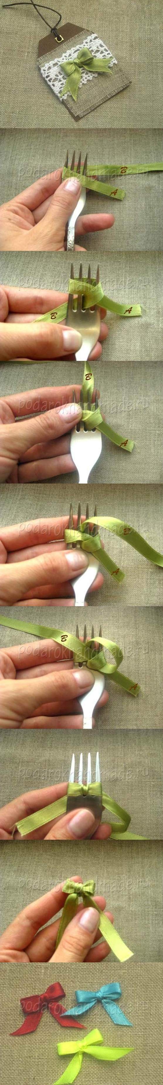 DIY Satin Ribbon Bow with a Fork 2