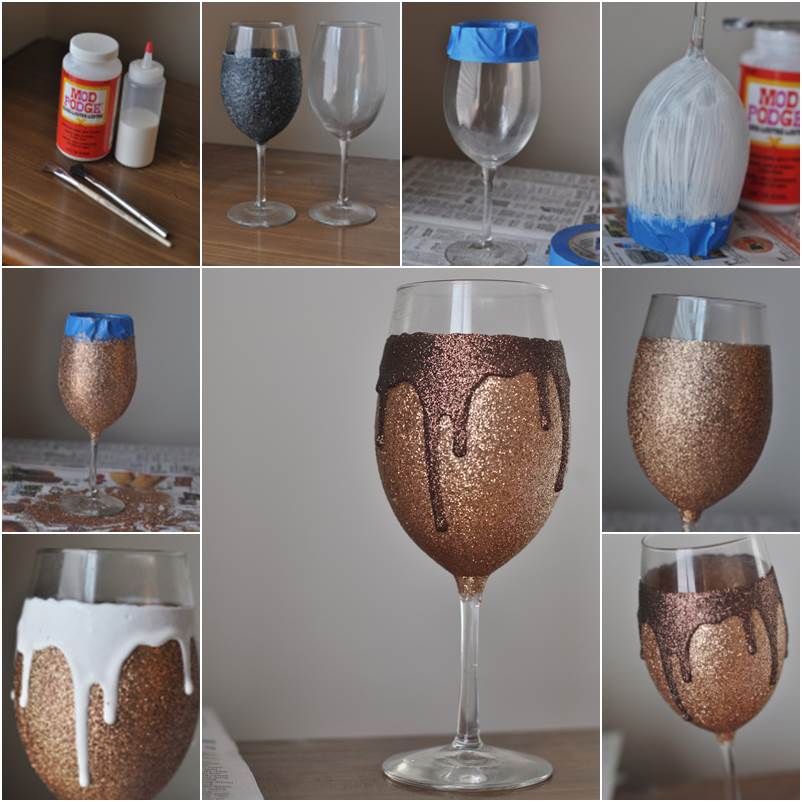 Creative Ideas Diy Glitter Drip Wine Glasses