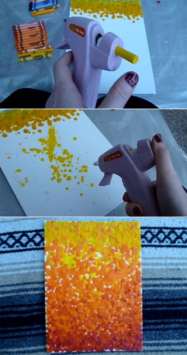 Creative Ideas - DIY Beautiful Melted Crayon Art Using Hot Glue Gun - i
