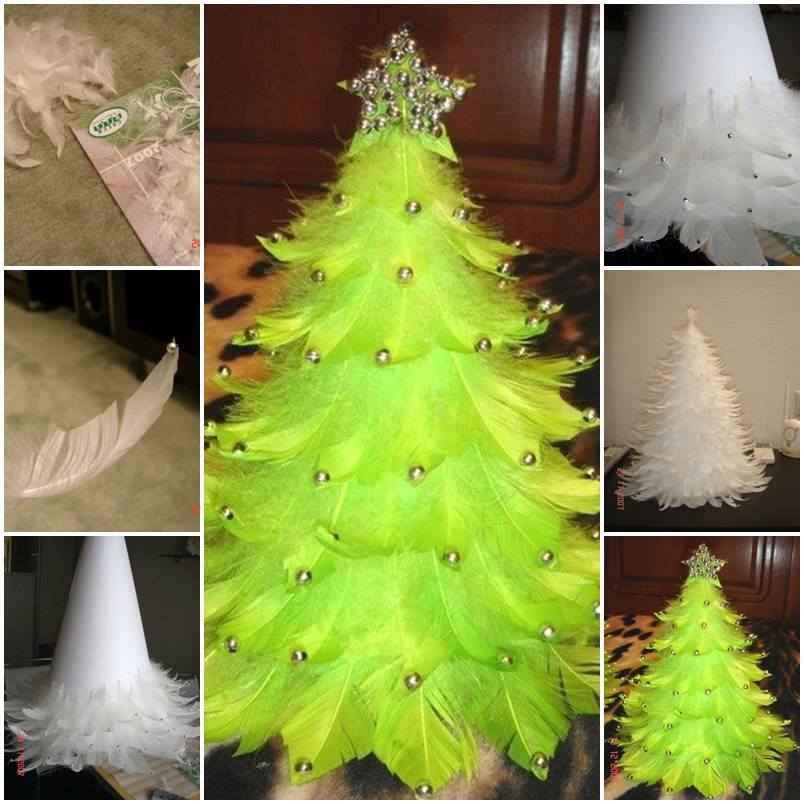 DIY Christmas Tree out of Feathers
