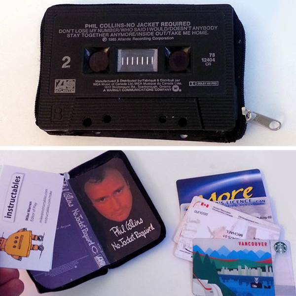 10 Creative Ways to Repurpose Your Old Tech Products --> Cassette tape wallet