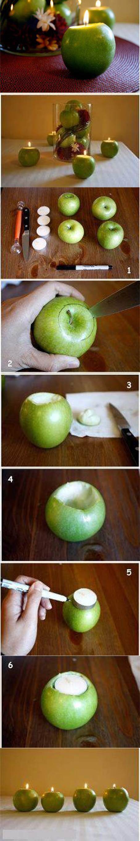 DIY Apple Candle Holders
