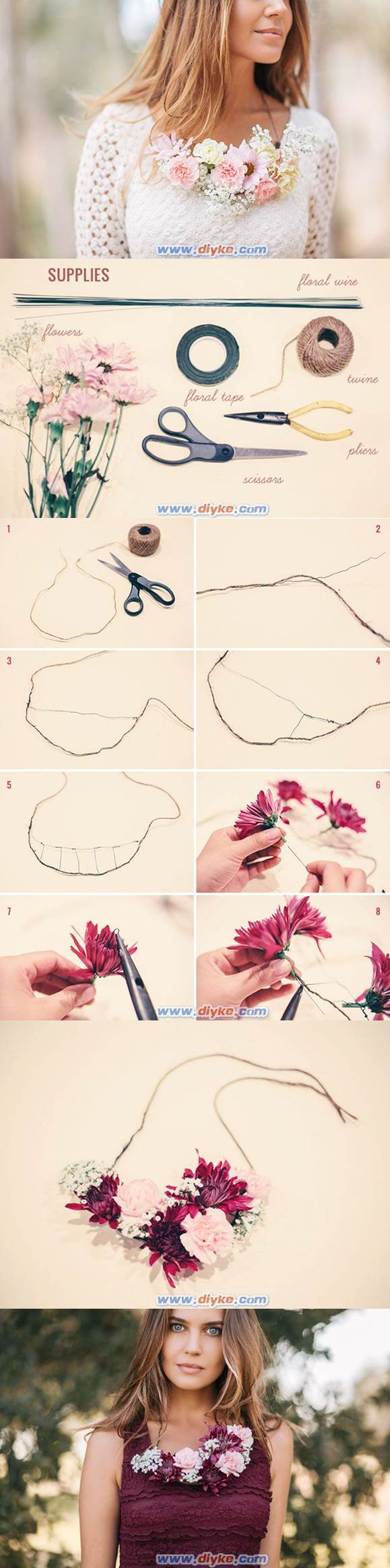 DIY Beautiful Floral Necklace 2
