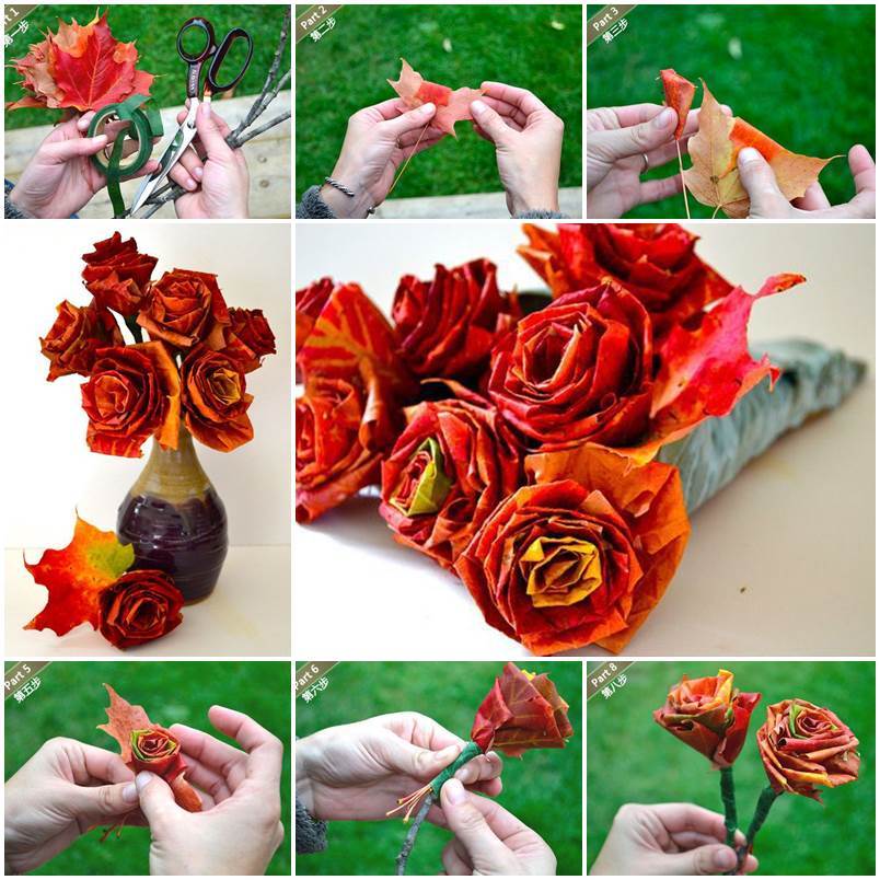 DIY Beautiful Roses with Maple Leafs 1