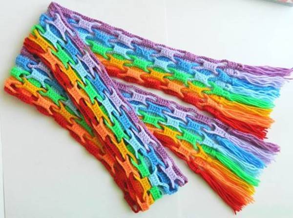 DIY Colorful Crochet Wool Scarf