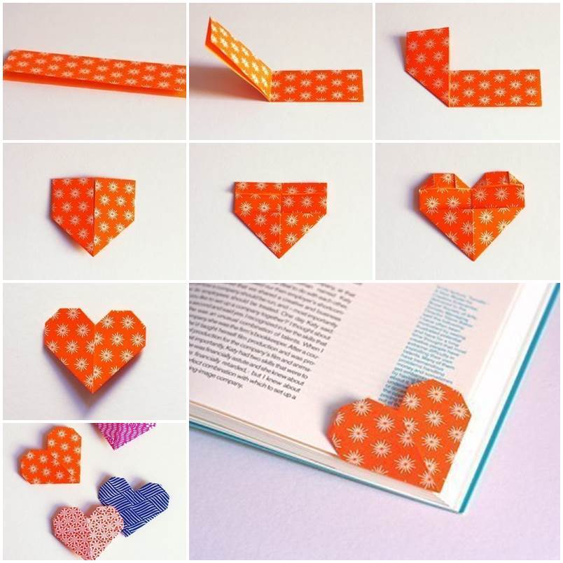 DIY Cute Origami Heart Shaped Bookmark
