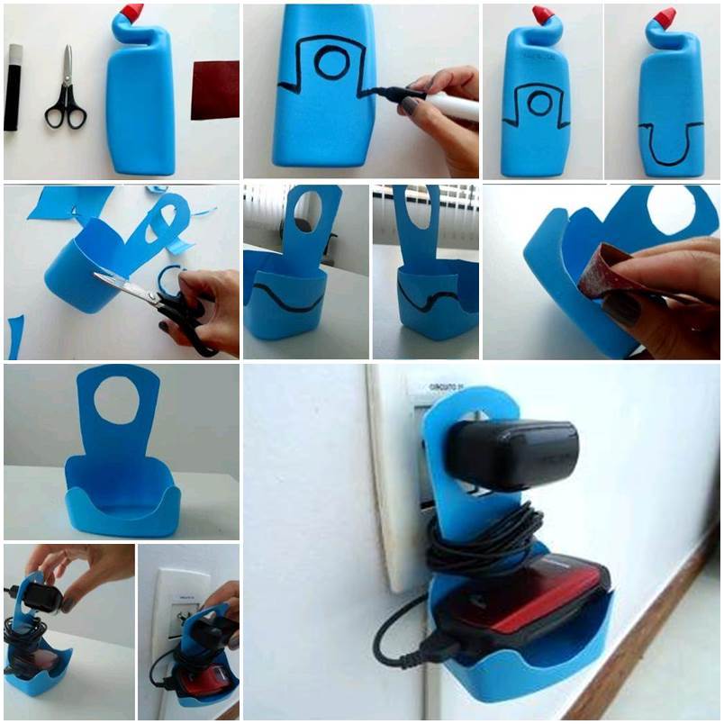 DIY Plastic Bottle Cell Phone Charger Holder
