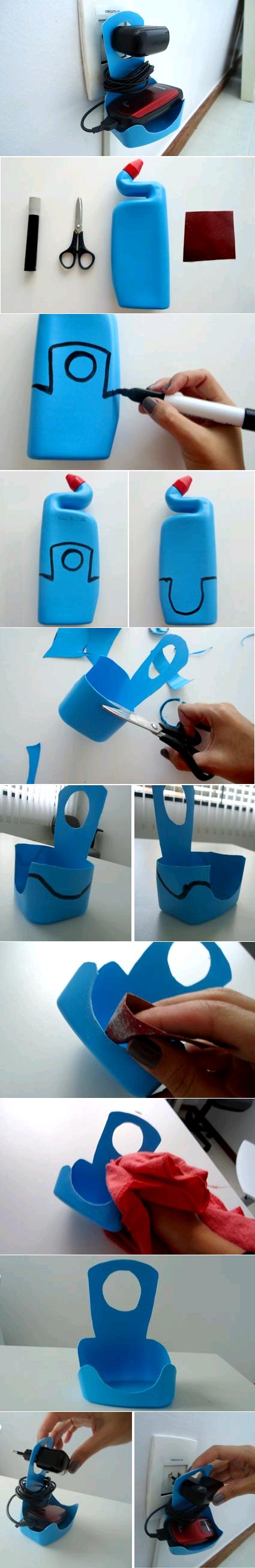 DIY Plastic Bottle Cell Phone Charger Holder