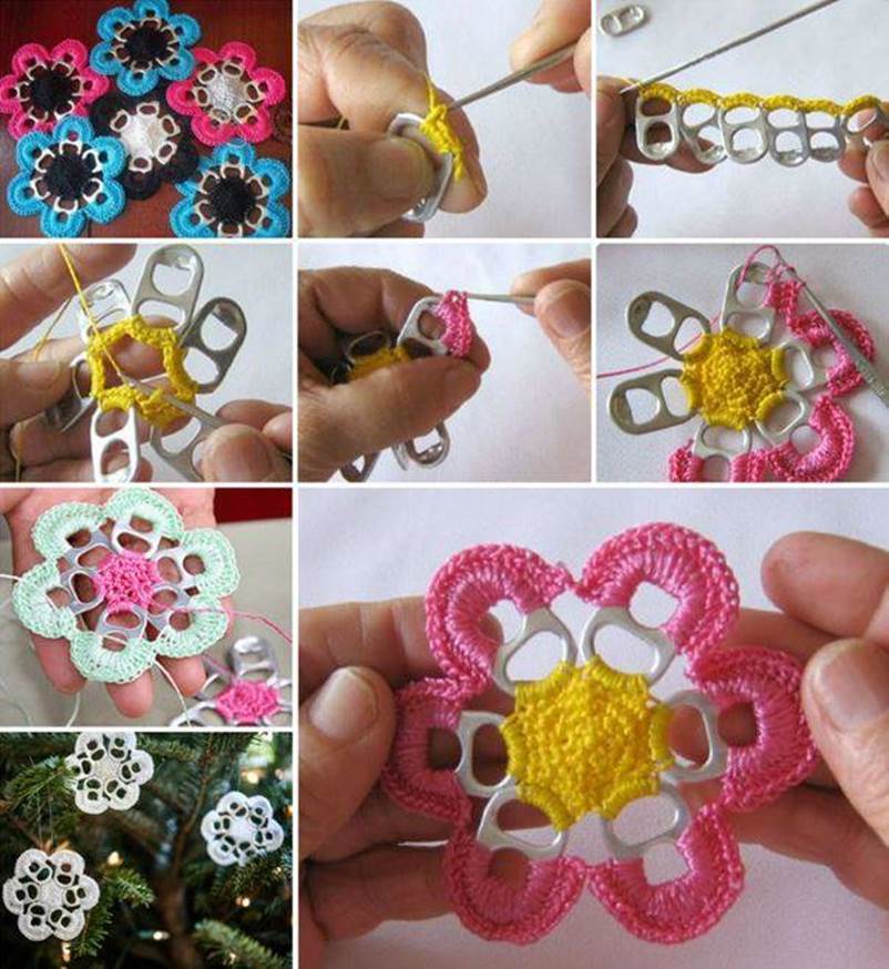 DIY Pull Tabs Crochet Flowers