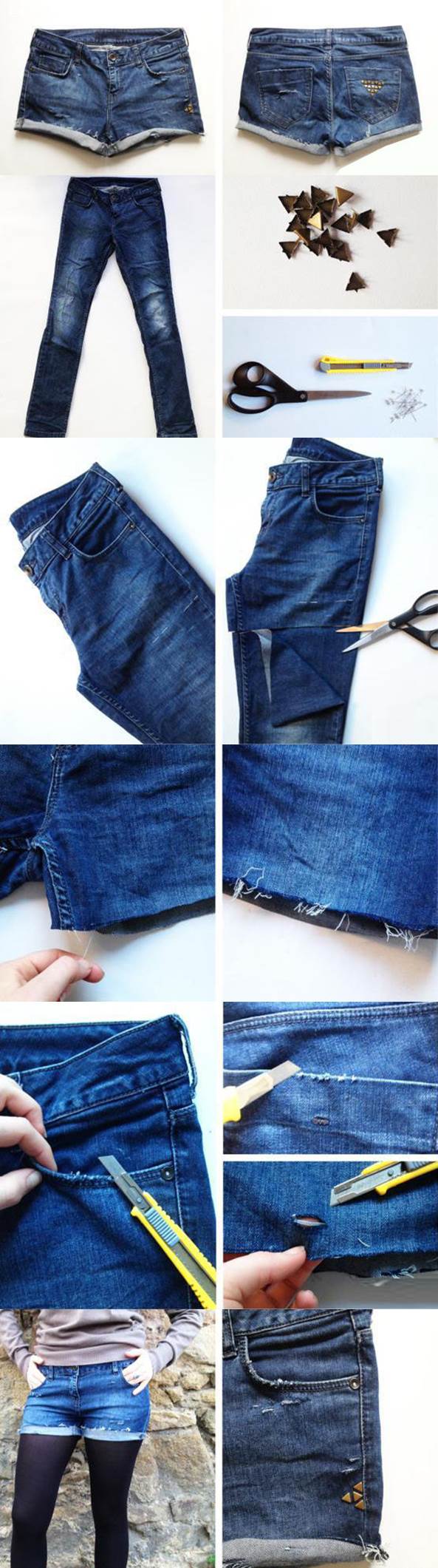 DIY Studded Shorts from Old Jeans 2