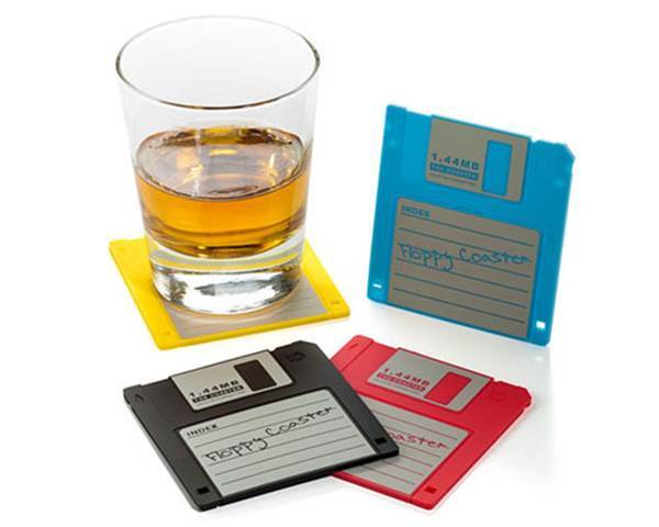 10 Creative Ways to Repurpose Your Old Tech Products --> Floppy Disk Coasters