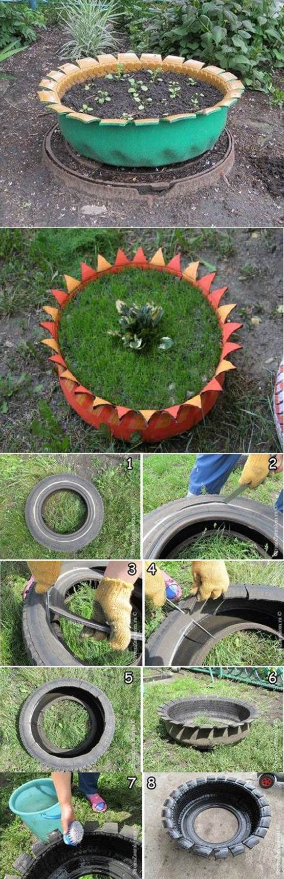 Old Tire Turned into Plant Pot 2