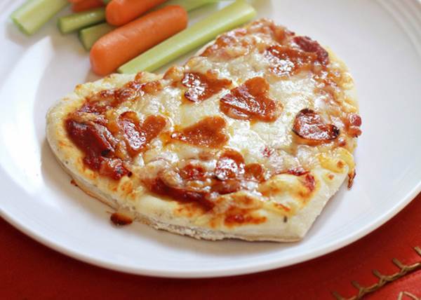 Heart Shaped Homemade Pepperoni Pizza