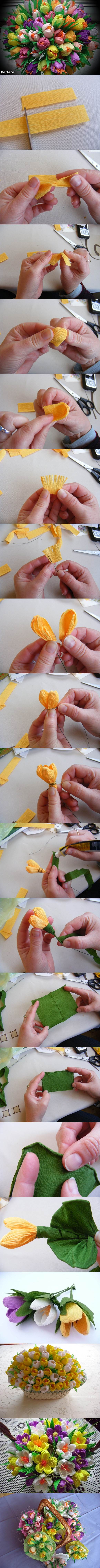 DIY Beautiful Bouquet of Crepe Paper Crocuses