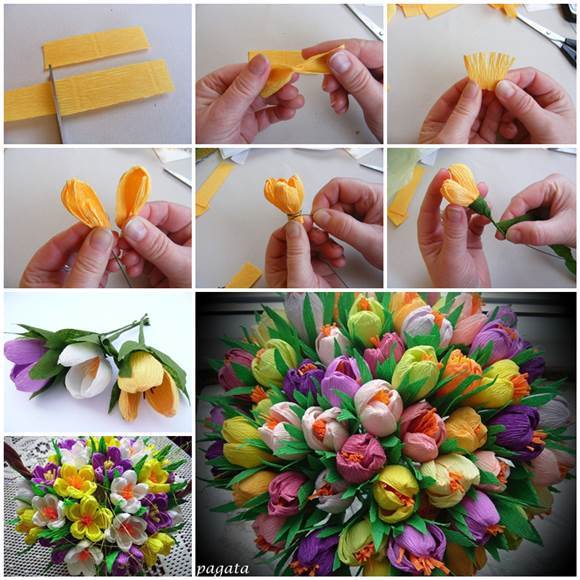 DIY Beautiful Bouquet of Crepe Paper Crocuses