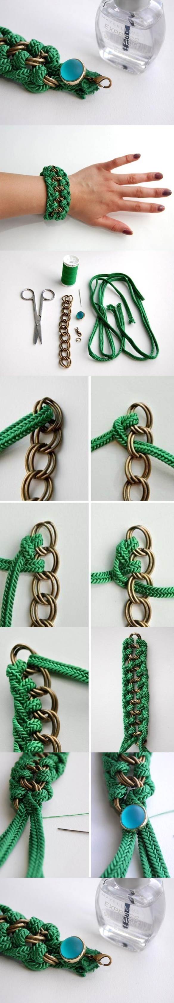 DIY Beautiful Green Braided Bracelet 2