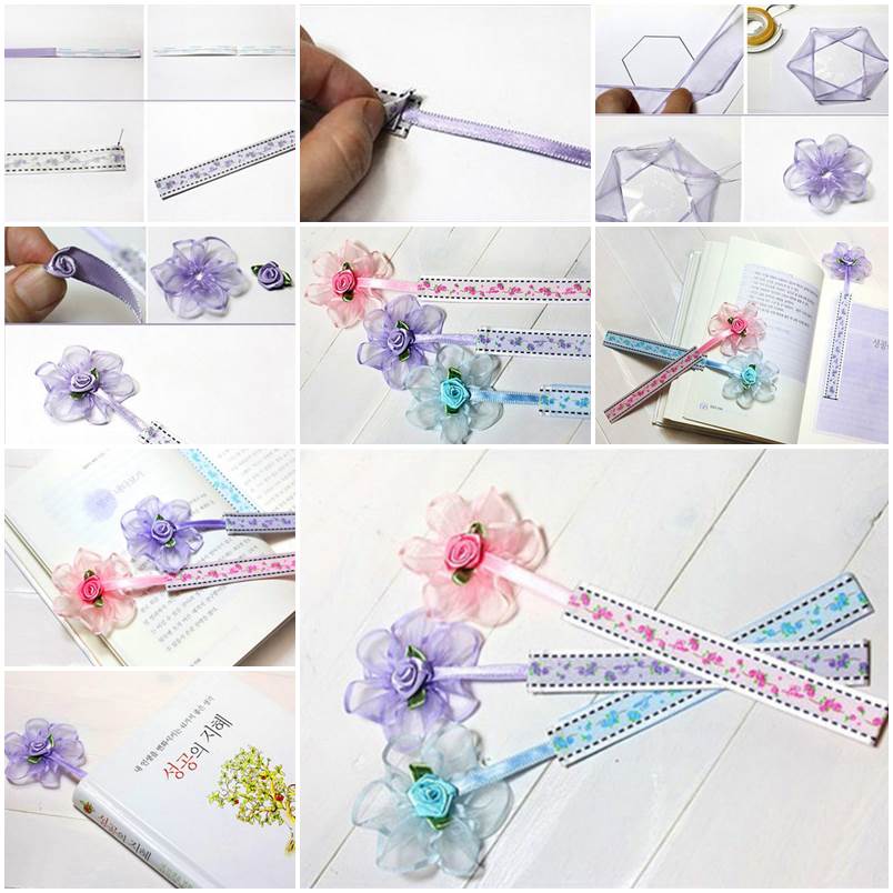 DIY Beautiful Ribbon Flower Bookmarks