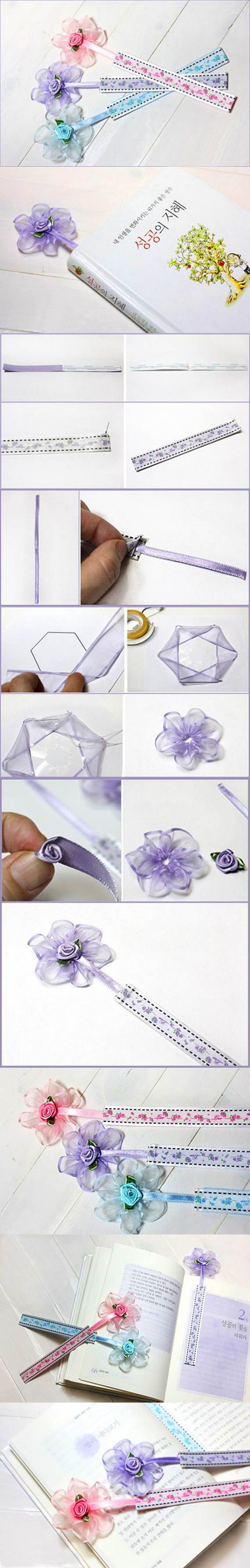 DIY Beautiful Ribbon Flower Bookmarks