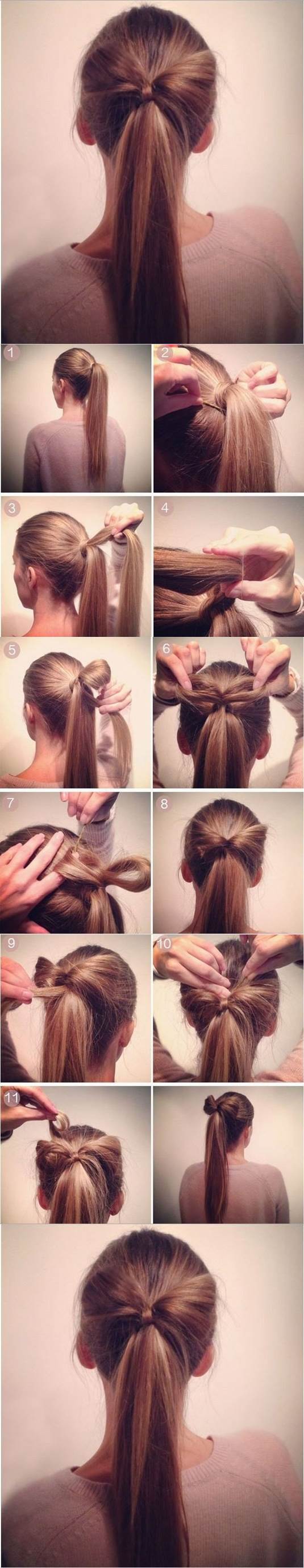 DIY Bow Ponytail Hairstyle 2