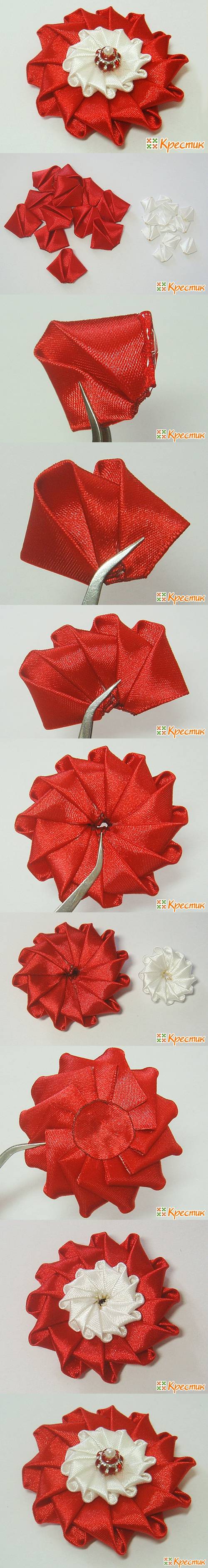 DIY Bright Satin Ribbon Flower