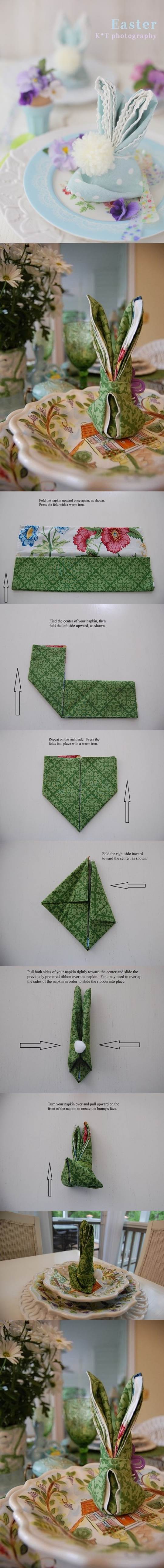 DIY Bunny Napkin Fold 2