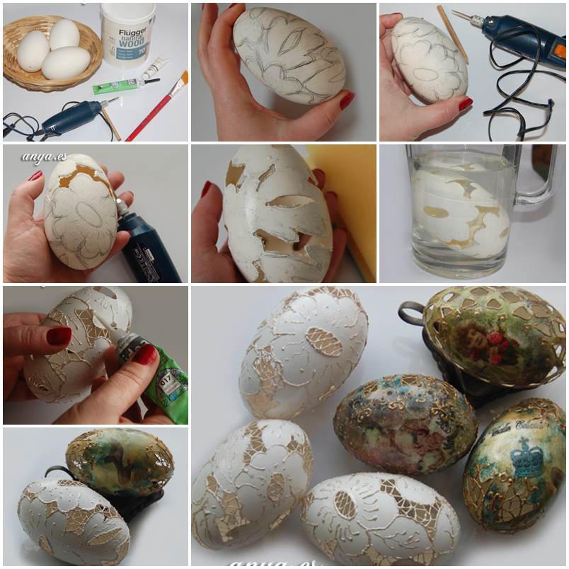 DIY Carved Lace Easter Eggs 1