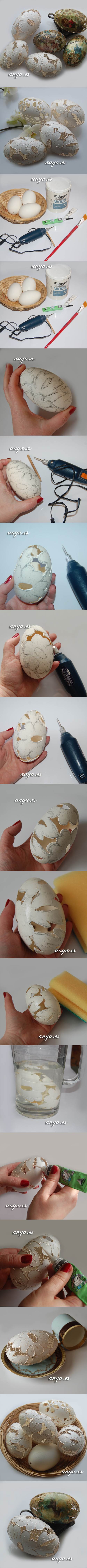 DIY Carved Lace Easter Eggs 2