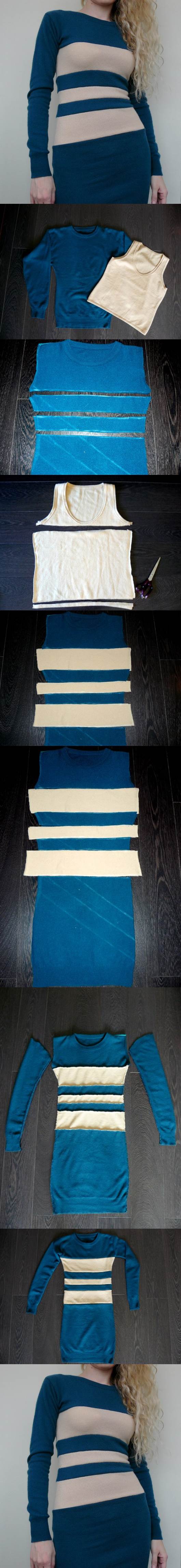 DIY Color Block Dress from Sweatshirt and Tank 2
