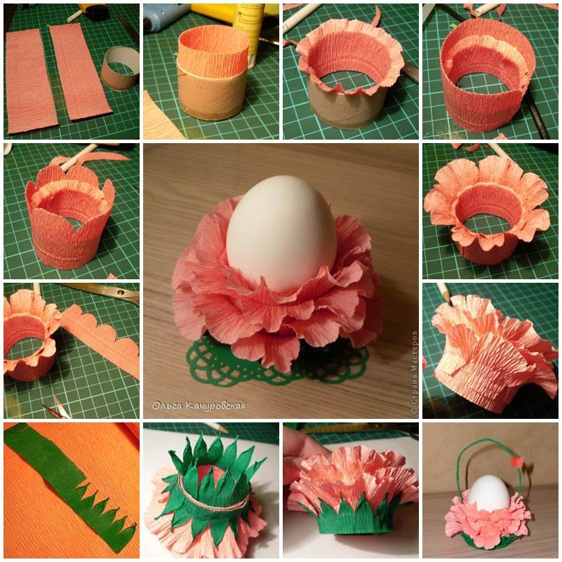 DIY Crepe Paper Flower Easter Egg Stand