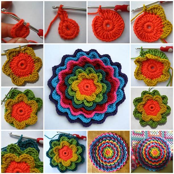 DIY Crochet Blooming Flower Cushion