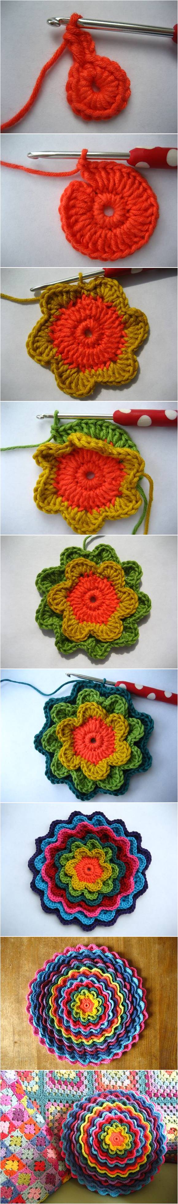 DIY Crochet Blooming Flower Cushion