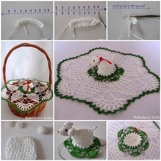 DIY Crochet Napkin and Lamb for Easter Basket 3
