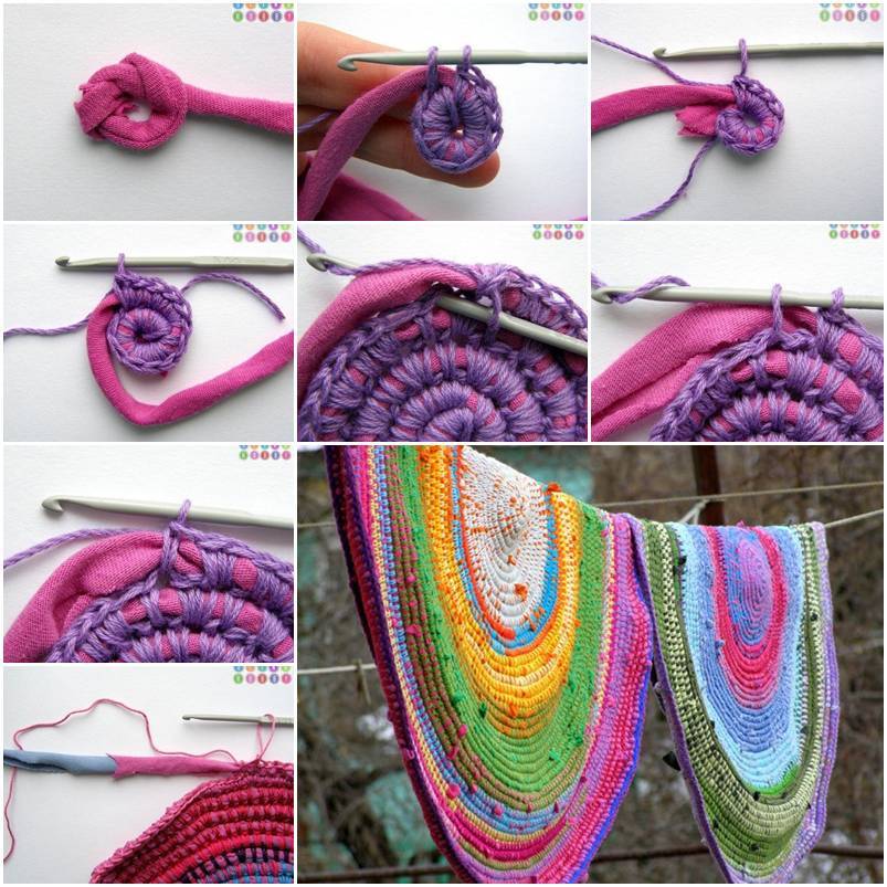 DIY Crochet Rug with Fabric Scraps 1