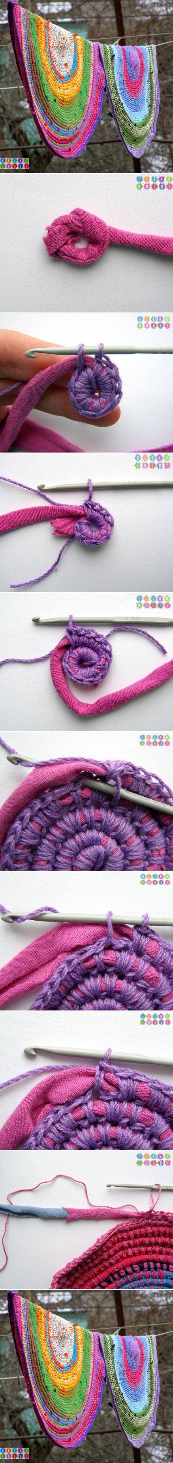 DIY Crochet Rug with Fabric Scraps 2