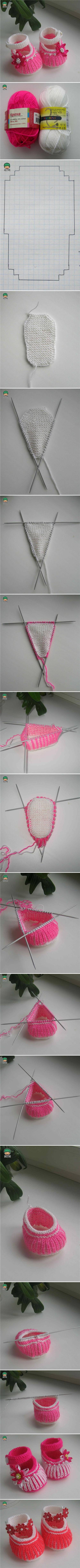 DIY Cute Knit Baby Shoes