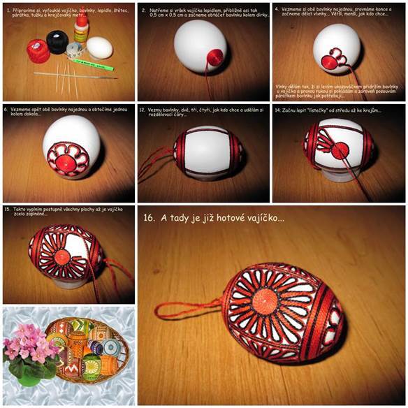 DIY Decorated Easter Eggs with Threads 3