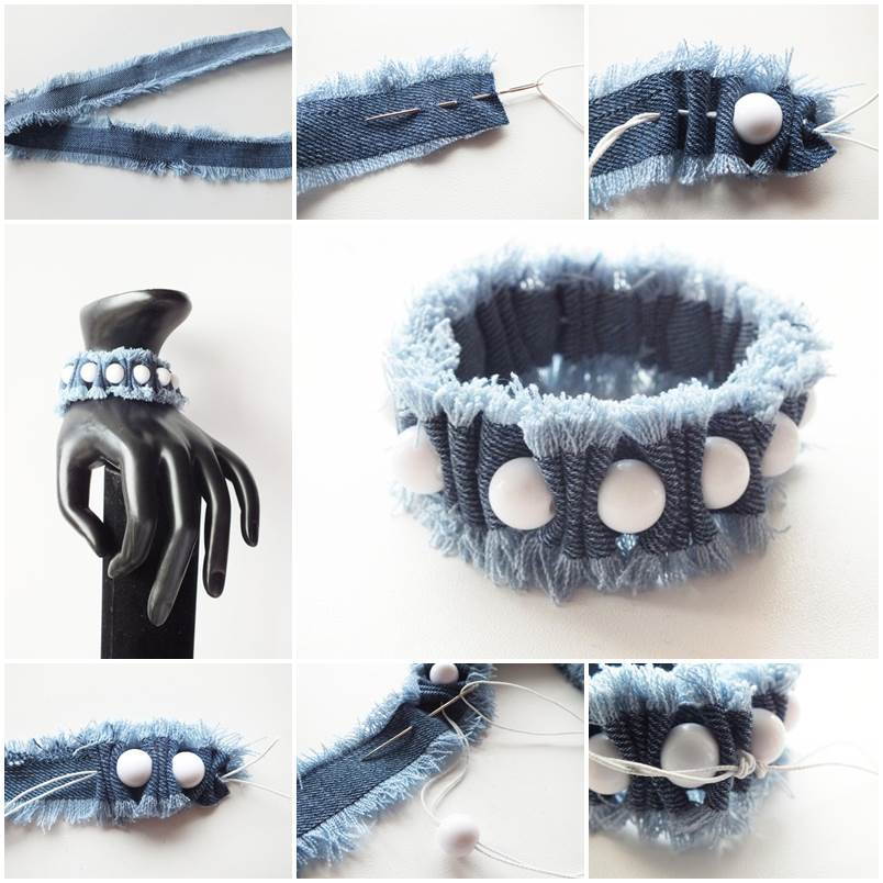 DIY Denim and Beads Bracelet