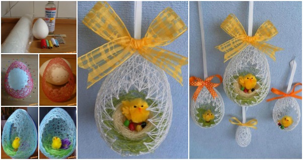 Make an Egg Shaped Easter Basket From String