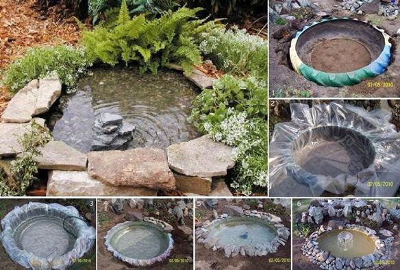 DIY Mini Pond from Old Tire