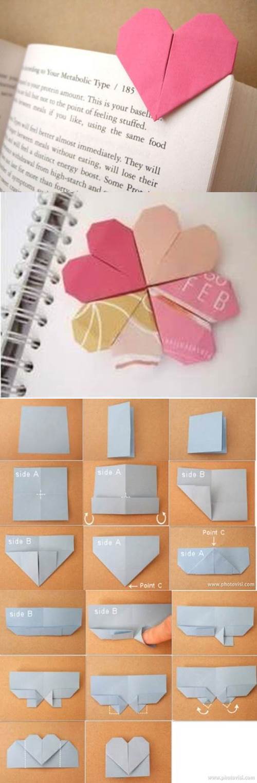 DIY Origami Heart Shaped Bookmark