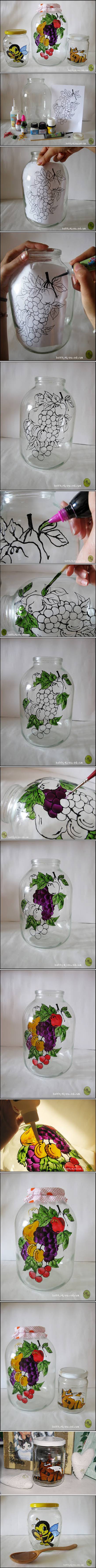 DIY Painting Decororation on Glass Jar