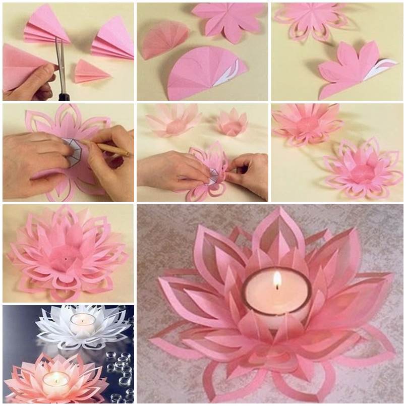 DIY Paper Lotus Candlestick