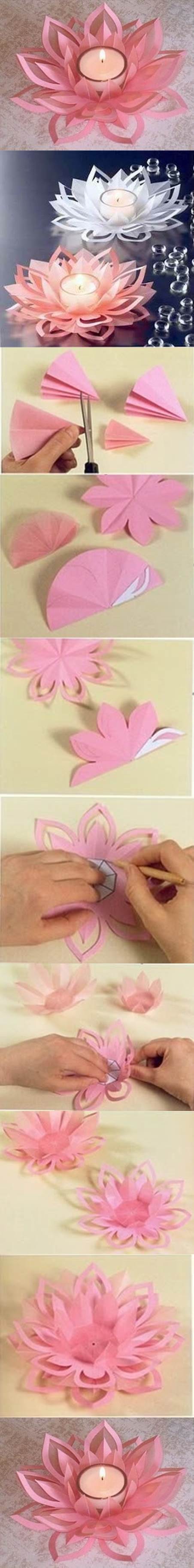 DIY Paper Lotus Candlestick