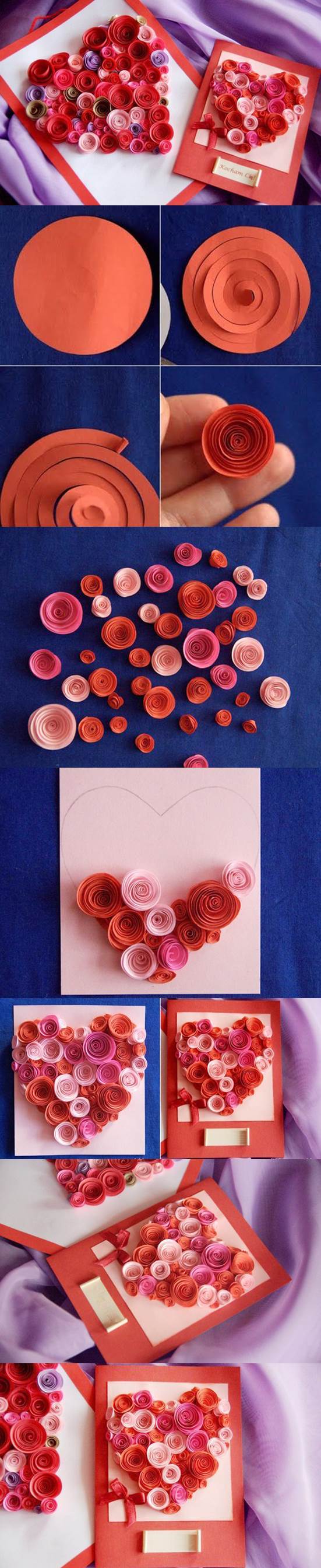 DIY Paper Swirls Heart Shaped Card 2