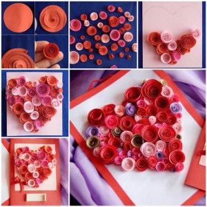 DIY Paper Swirls Heart Shaped Card