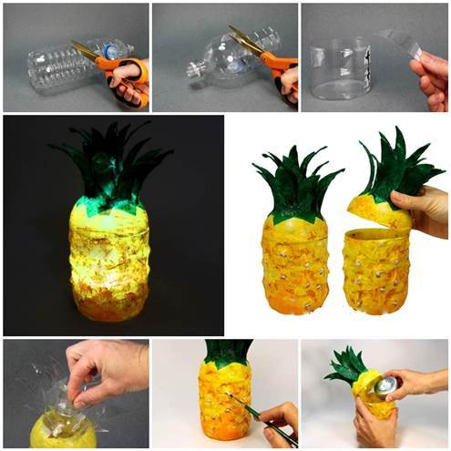 DIY Pineapple Lamp from Plastic Bottles 3
