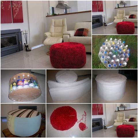 DIY Simple Ottoman from Plastic Bottles