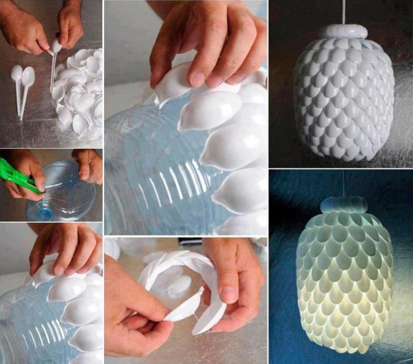 DIY Plastic Spoon Chandelier
