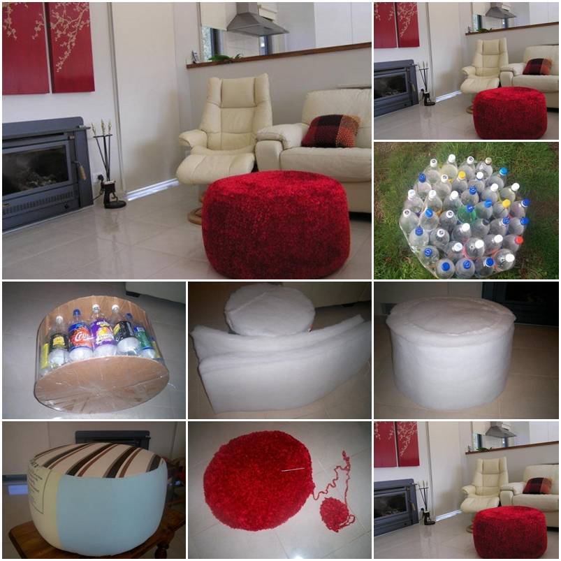 DIY Simple Ottoman from Plastic Bottles 1